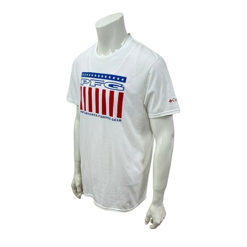 Columbia PFG Flag T Shirt White Mens Large New
